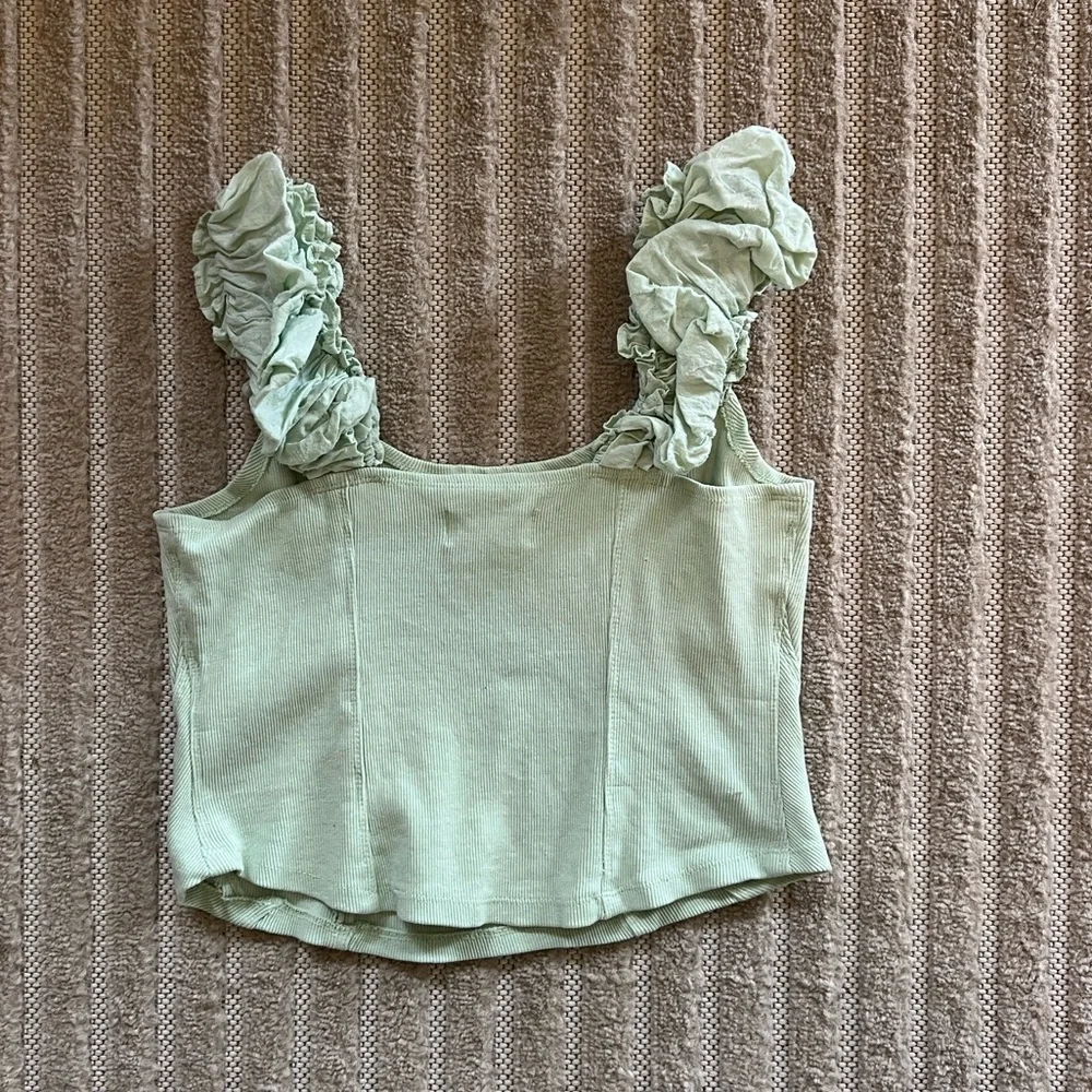 *****SOLD DO NOT BUY*****Anthropologie Mint Green Ruffle tank - Picture 3 of 3